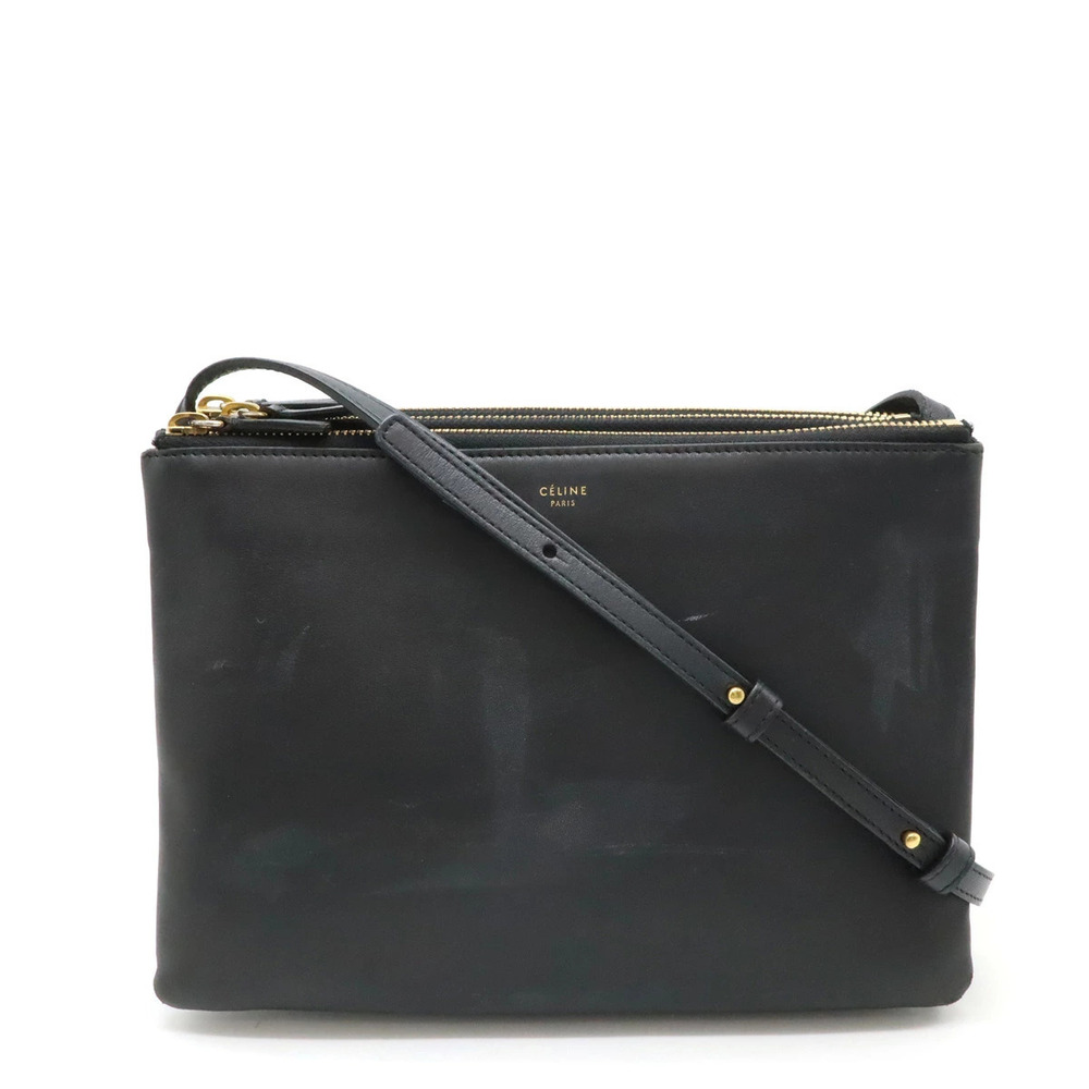 Celine Trio Crossbody Bag Lambskin Leather Black